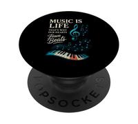 Funny Music Is Life Thats Why Our Hearts Have Beats Piano PopSockets PopGrip Adhesivo