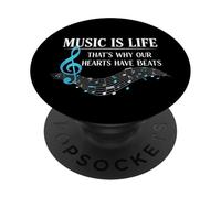 Funny Music Is Life Thats Why Our Hearts Have Beats Piano PopSockets PopGrip Adhesivo