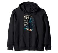 Funny Music Is Life Thats Why Our Hearts Have Beats Piano Sudadera con Capucha