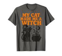 Funny My Cat Made Me a Witch Vintage Halloween Cat Lover Camiseta