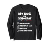 Funny My Dog is A Democrat Free Housing Humor Men Women Manga Larga