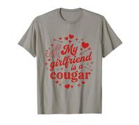 Funny My Girlfriend is a Cougar Retro Heart Valentine Camiseta