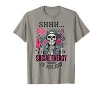 Funny My Social Energy is Asleep Esqueleto Antisocial Camiseta