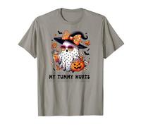 Funny My Tummy Hurts Cute Pink Ghost Boujee Halloween Coffee Camiseta