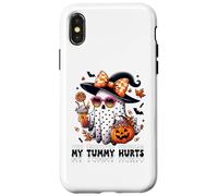 Funny My Tummy Hurts Cute Pink Ghost Boujee Halloween Coffee Carcasa para iPhone X/XS
