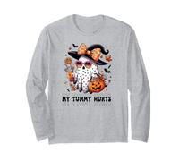 Funny My Tummy Hurts Cute Pink Ghost Boujee Halloween Coffee Manga Larga