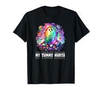 Funny My Tummy Hurts Rainbow Ghost Happy Halloween Candy Camiseta