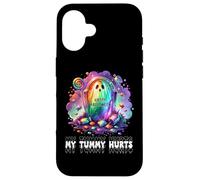 Funny My Tummy Hurts Rainbow Ghost Happy Halloween Candy Carcasa para iPhone 16