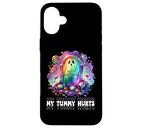 Funny My Tummy Hurts Rainbow Ghost Happy Halloween Candy Carcasa para iPhone 16 Plus