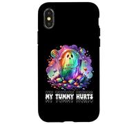 Funny My Tummy Hurts Rainbow Ghost Happy Halloween Candy Carcasa para iPhone X/XS