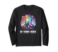 Funny My Tummy Hurts Rainbow Ghost Happy Halloween Candy Manga Larga