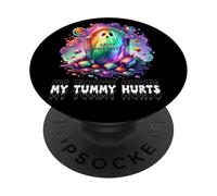 Funny My Tummy Hurts Rainbow Ghost Happy Halloween Candy PopSockets PopGrip Adhesivo