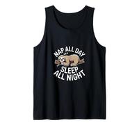 Funny Nap All Day Sleep All Night Perezoso Dicho Camiseta sin Mangas