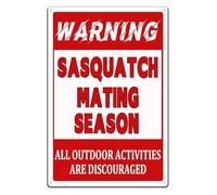 Funny National Forest Sign Retro Metal Tin with Sasquatch Joke Vintage Wall-Art for Cabin Decor Camp or RV 8 X 12 inch