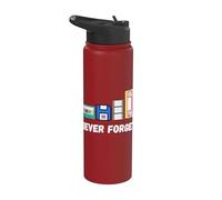 Funny never forget 1980s cassette VHS disquete retro tech Stainless Steel Insulated Water Bottle