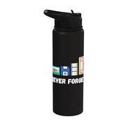 Funny never forget 1980s cassette VHS disquete retro tech Stainless Steel Insulated Water Bottle