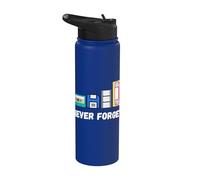 Funny never forget 1980s cassette VHS disquete retro tech Stainless Steel Insulated Water Bottle