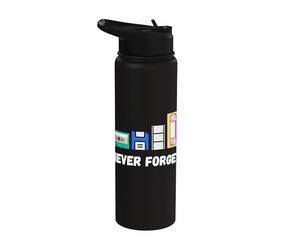 Funny never forget 1980s cassette VHS disquete retro tech Stainless Steel Insulated Water Bottle