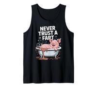 Funny Never Trust A Fart Pig Bañera Diciendo Broma Mujeres Hombres Camiseta sin Mangas
