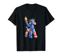 Funny New York Statue of Liberty USA Flag Balloon Dog Poodle Camiseta