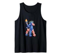 Funny New York Statue of Liberty USA Flag Balloon Dog Poodle Camiseta sin Mangas