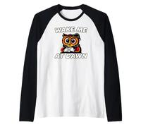 Funny Night Owl Coffee Wake Me At Dawn Morning Sarcasm Camiseta Manga Raglan