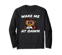 Funny Night Owl Coffee Wake Me At Dawn Morning Sarcasm Manga Larga