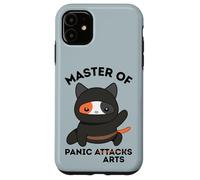 Funny Ninja Cat Master of Panic Attacks Art Anxiety Carcasa para iPhone 11