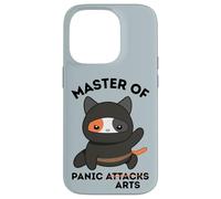 Funny Ninja Cat Master of Panic Attacks Art Anxiety Carcasa para iPhone 14 Pro