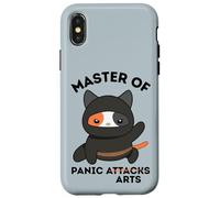 Funny Ninja Cat Master of Panic Attacks Art Anxiety Carcasa para iPhone X/XS