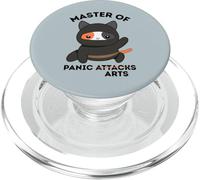 Funny Ninja Cat Master of Panic Attacks Art Anxiety PopSockets PopGrip para MagSafe