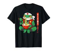 Funny Ninja Grumpy Frog Eat Ramen - Arte Samurai japonés Camiseta