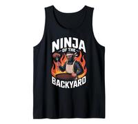 Funny Ninja of The Backyard Saying BBQ Humor Grill Mujeres Hombres Camiseta sin Mangas