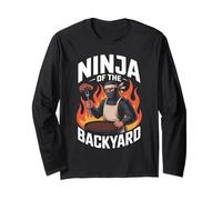Funny Ninja of The Backyard Saying BBQ Humor Grill Mujeres Hombres Manga Larga