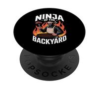 Funny Ninja of The Backyard Saying BBQ Humor Grill Mujeres Hombres PopSockets PopGrip Adhesivo
