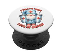 Funny Nurse and Coffee GNOME Dad Graphic For Nurse Mom Life PopSockets PopGrip Adhesivo