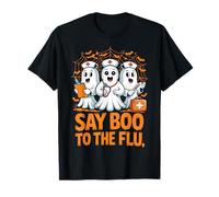 Funny Nurse Ghost Halloween Vaccine Say Boo to The Flu Camiseta