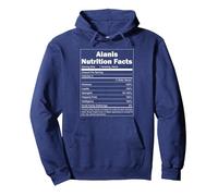 Funny Nutrition Facts Last Name Design - Alanis Sudadera con Capucha, Unisex para Adultos, Azul Marino, XXL
