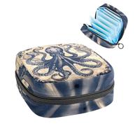 Funny Ocean Octopus Anchor - Bolsa de almacenamiento de servilletas sanitarias vintage con mapa costero, bolsa grande para copa menstrual con cremallera, bolsa para almohadillas de período, bolsa de