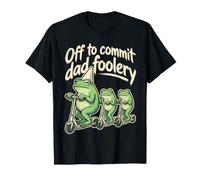 Funny Off To Commit Dad Foolery Frog Dad Father and Kids Camiseta
