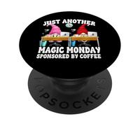 Funny Office Humor Monday GNOME Graphic Sponsored by Coffee PopSockets PopGrip Adhesivo