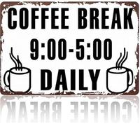 Funny Office Sign Coffee Break 9 to 5 Daily Vintage Retro Metal Tin Sign for Kitchen Break Room Cafe 8 X 12 in