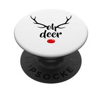 Funny Oh Deer Rudolph Reno Cornas de Navidad PopSockets PopGrip Adhesivo