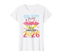 Funny Oh Sip! Es Un Viaje De Chicas Flamingo Amantes Viajeros Camiseta gráfica económica, Mujer, Blanco, XL