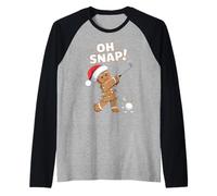 Funny Oh Snap Gingerbread Golf Christmas Holiday Art Camiseta Manga Raglan