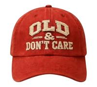 Funny Old & Don't Care - Gorra de béisbol bordada de algodón lavado para hombres, papá, abuelo, papá, rosso, Talla única