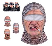 Funny Old Man Ski Mask,Face Print Balaclava with Neck Coverage for Adults | 3D Novelty Old Man Balaclava Face Mask,Wrinkled Full Face Cover Mustache Winter Balaclava,Realistic Grandpa Face Party Gear