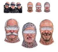 Funny Old Man Ski Mask,Face Print Balaclava with Neck Coverage for Adults | 3D Novelty Old Man Balaclava Face Mask,Wrinkled Full Face Cover Mustache Winter Balaclava,Realistic Grandpa Face Party Gear