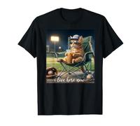 Funny Orange Cat Café Helado I Live Here Now Baseball Mom Camiseta gráfica económica
