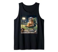 Funny Orange Cat Café Helado I Live Here Now Baseball Mom Camiseta sin Mangas